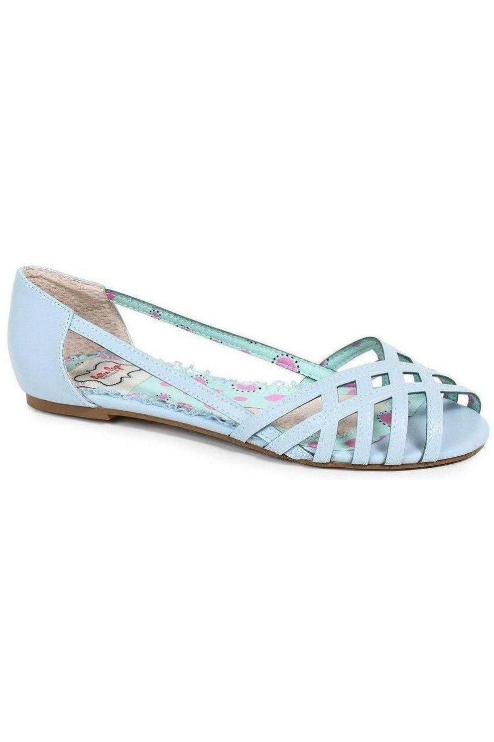 BP100-CARREN Flat | Blue Faux Leather-Bettie Page by Ellie-SEXYSHOES.COM