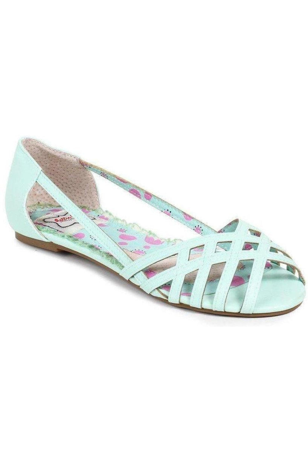 BP100-CARREN Flat | Green Faux Leather-Bettie Page by Ellie-SEXYSHOES.COM