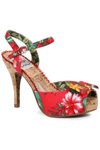 Bettie Page by Ellie BP412 LENI in RED Faux Leather from SexyShoes.com