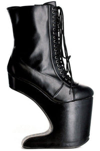 Bettie Page by Ellie BP579 MATHER Boot in Black Faux Leather from SexyShoes.com