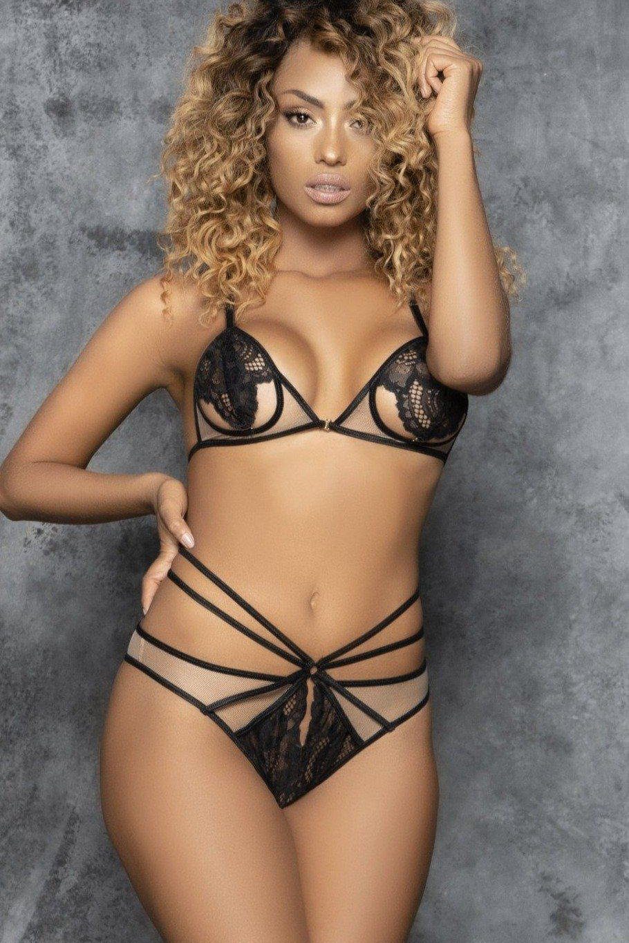 Bralette and Crotchless Panty Set-Lingerie Sets-Mapale-SEXYSHOES.COM