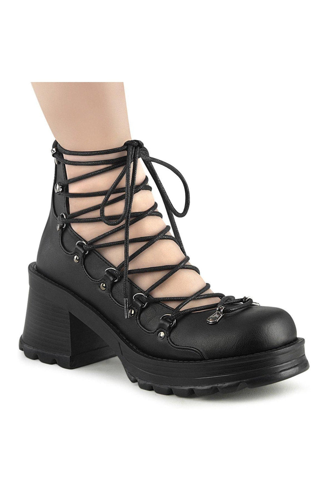BRATTY-32 Ankle Boot | Black Faux Leather-Ankle Boots-Demonia-SEXYSHOES.COM