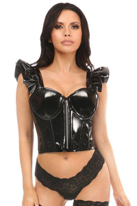 Daisy Corsets Bustier with Ruffle Sleeves in Black  from SexyShoes.com