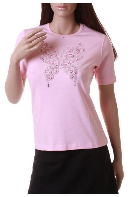 Butterfly Embellished T-Pink-Luba Fashion-Pink-Sale Clothing-SEXYSHOES.COM