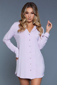 BeWicked Button Front Sleepshirt in Pink  from SexyShoes.com