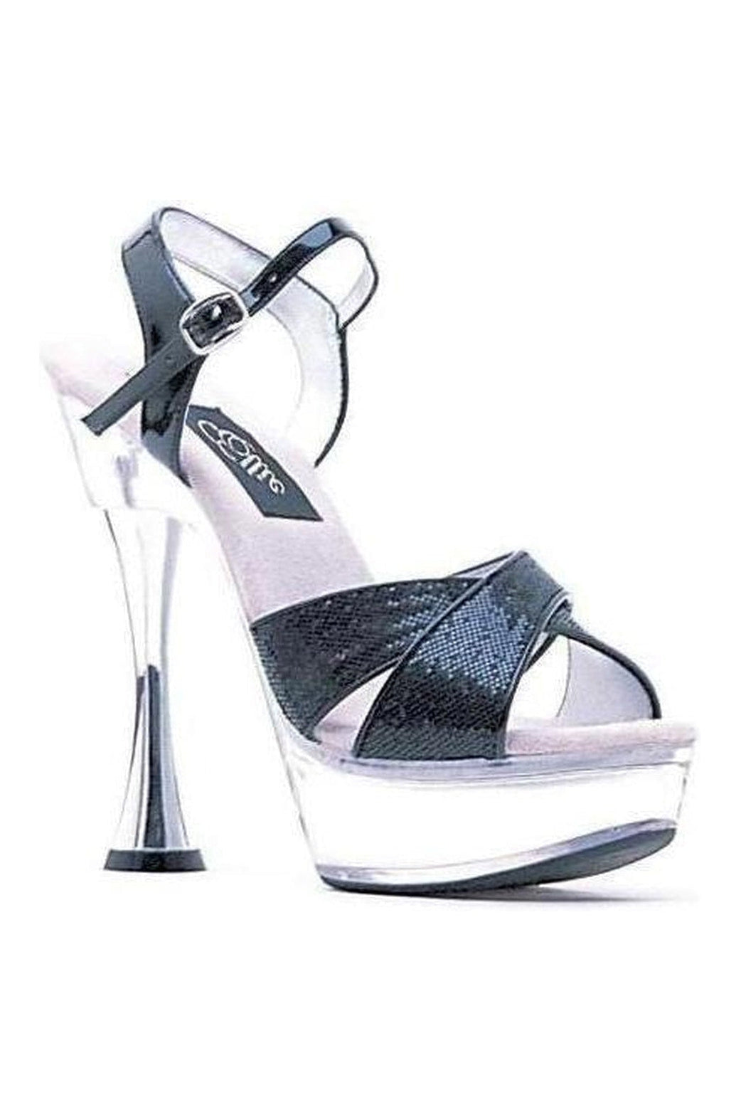 C-JANIE Platform Sandal | Black Glitter-Ellie Shoes-SEXYSHOES.COM