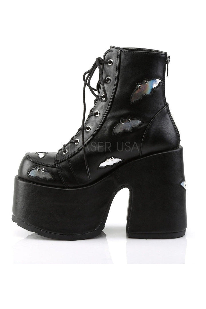 CAMEL-201 Demonia Ankle Boot | Black Faux Leather-Demonia-Ankle Boots-SEXYSHOES.COM