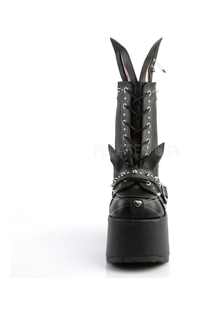 CAMEL-202 Demonia Ankle Boot | Black Faux Leather