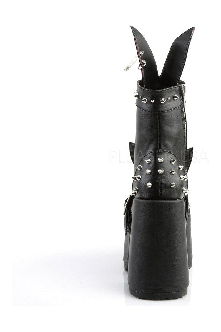 Demonia CAMEL-202  Ankle Boot in Black Faux Leather