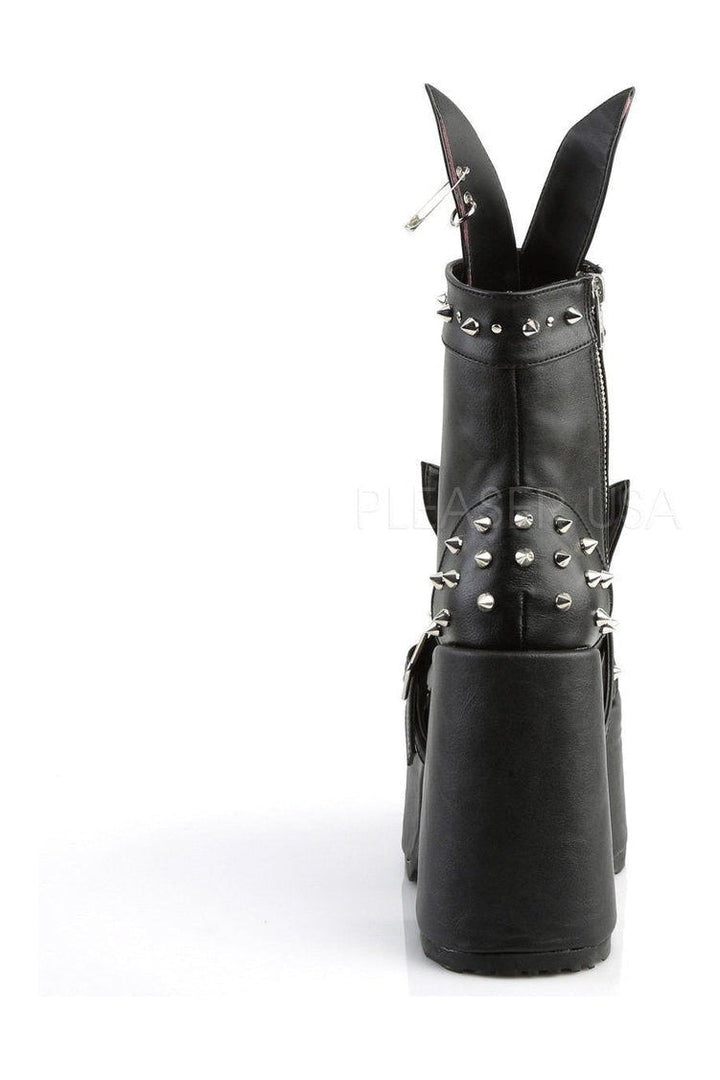 CAMEL-202 Demonia Ankle Boot | Black Faux Leather-Demonia-Ankle Boots-SEXYSHOES.COM