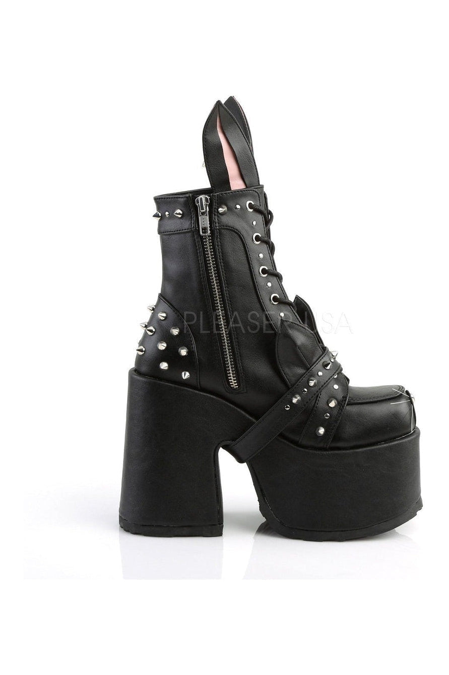 Demonia CAMEL-202  Ankle Boot in Black Faux Leather