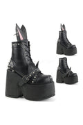CAMEL-202 Demonia Ankle Boot | Black Faux Leather