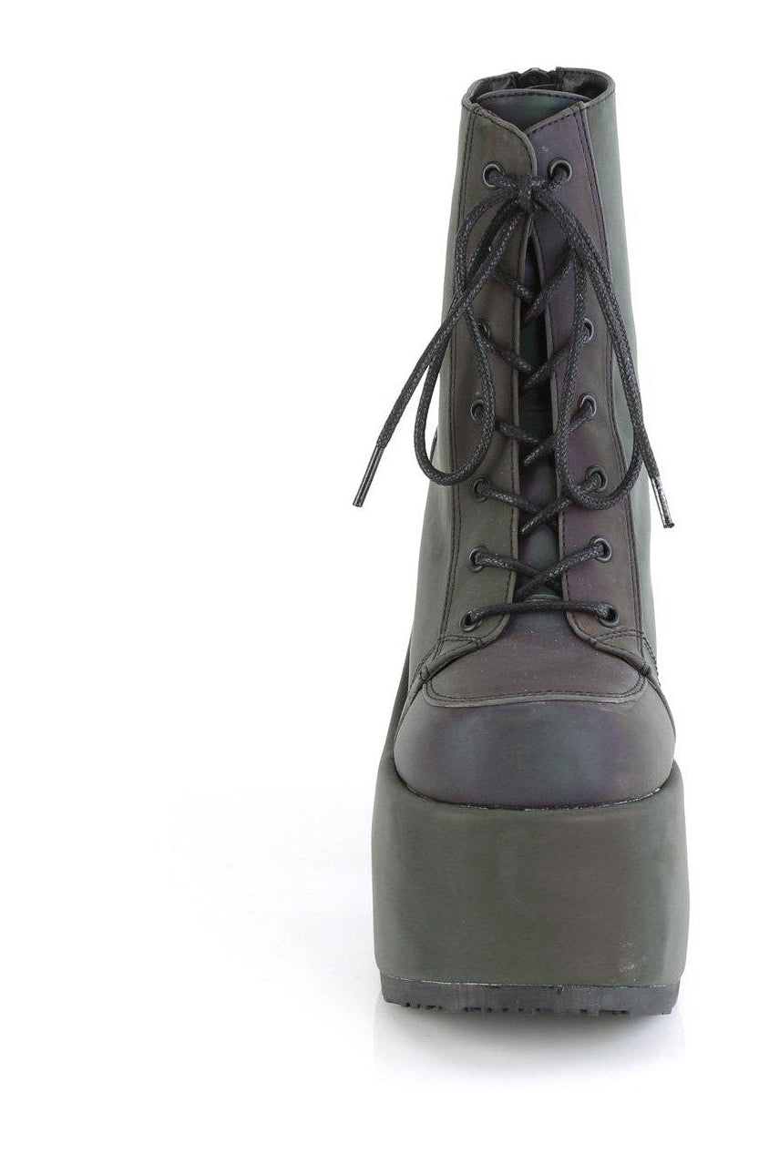 Demonia CAMEL-203 Ankle Boot in Green Faux Leather