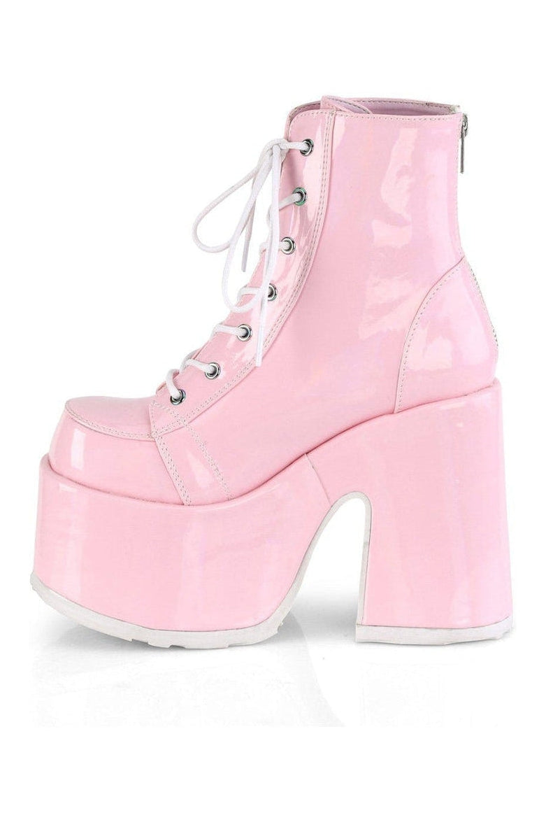 Demonia CAMEL-203 Ankle Boot in Hologram Patent