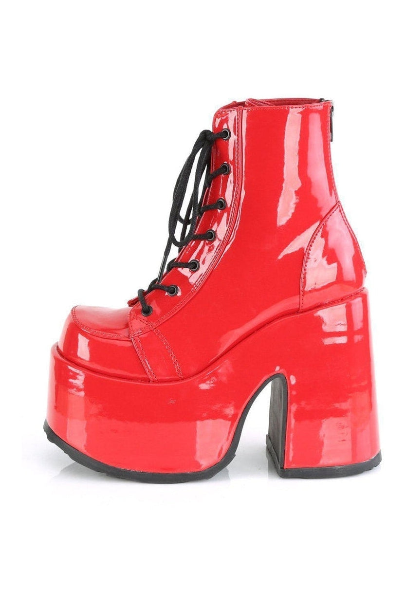 Demonia CAMEL-203 Ankle Boot in Red Patent