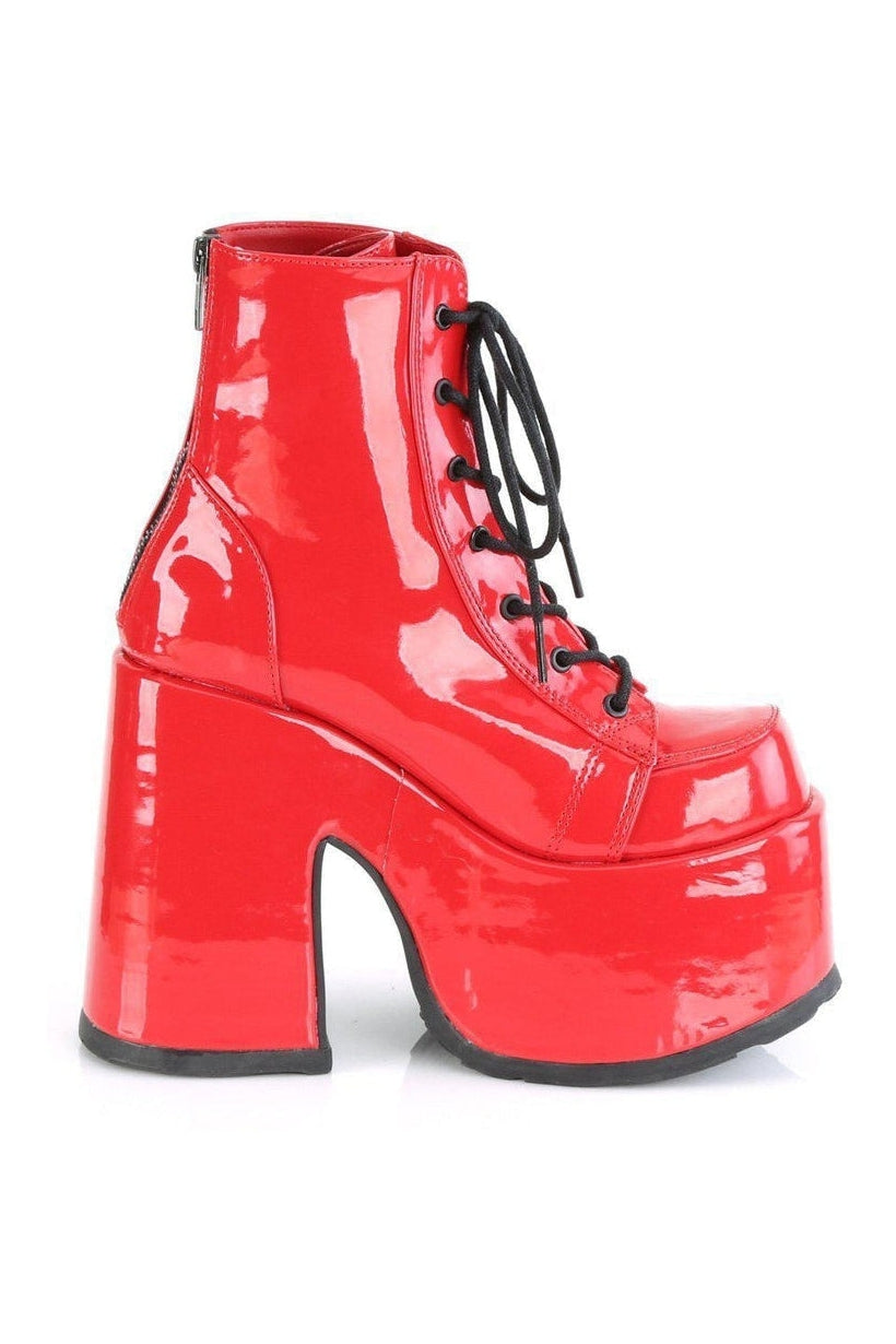 Demonia CAMEL-203 Ankle Boot in Red Patent