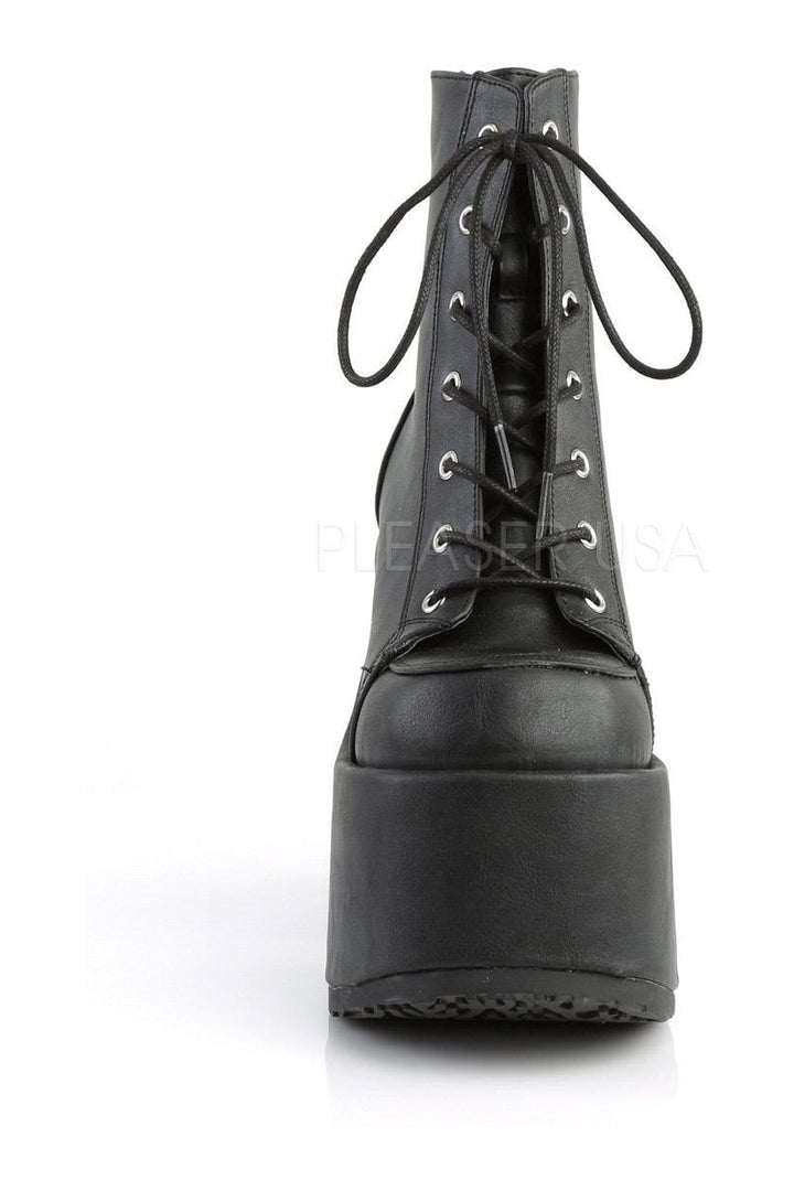 CAMEL-203 Demonia Ankle Boot | Black Faux Leather