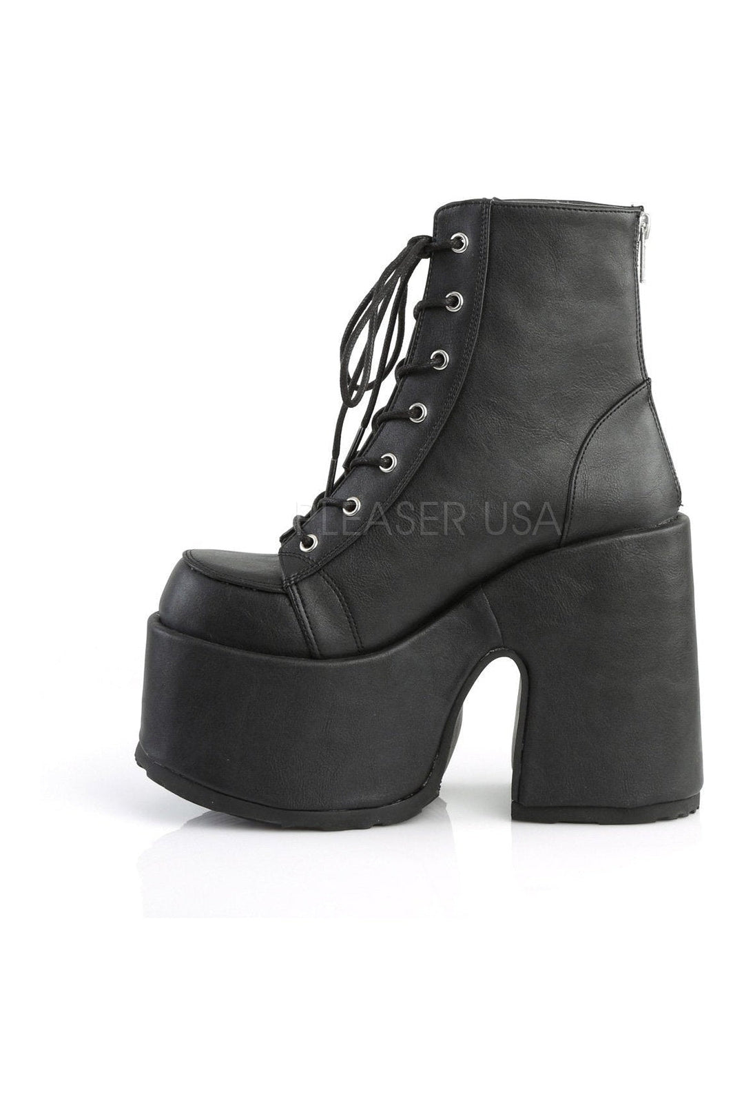 Demonia CAMEL-203  Ankle Boot in Black Faux Leather