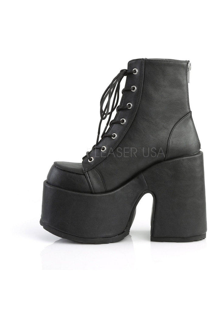 CAMEL-203 Demonia Ankle Boot | Black Faux Leather-Demonia-Ankle Boots-SEXYSHOES.COM