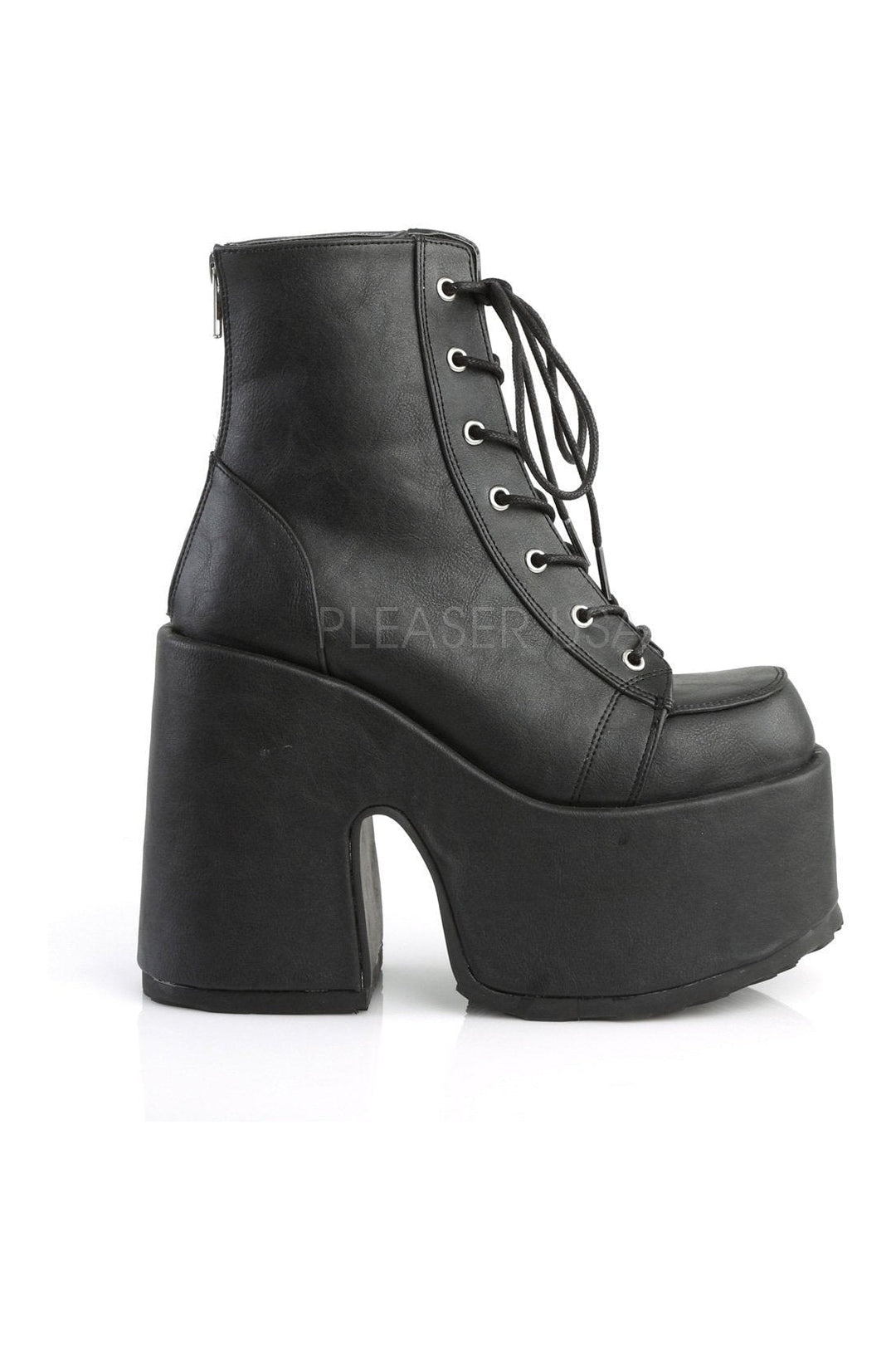 CAMEL-203 Demonia Ankle Boot | Black Faux Leather-Demonia-Ankle Boots-SEXYSHOES.COM