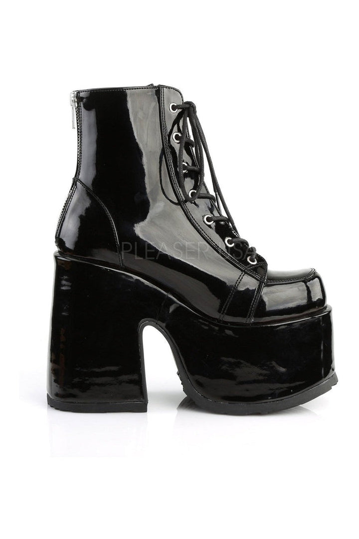CAMEL-203 Demonia Ankle Boot | Black Patent-Demonia-Ankle Boots-SEXYSHOES.COM