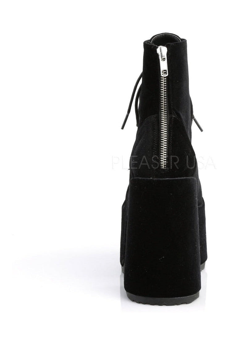 Demonia CAMEL-203  Ankle Boot in Black Velvet