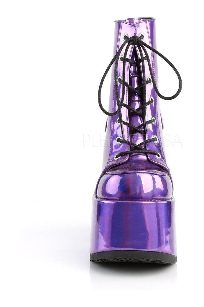CAMEL-203 Demonia Ankle Boot | Purple Faux Leather-Demonia-Ankle Boots-SEXYSHOES.COM