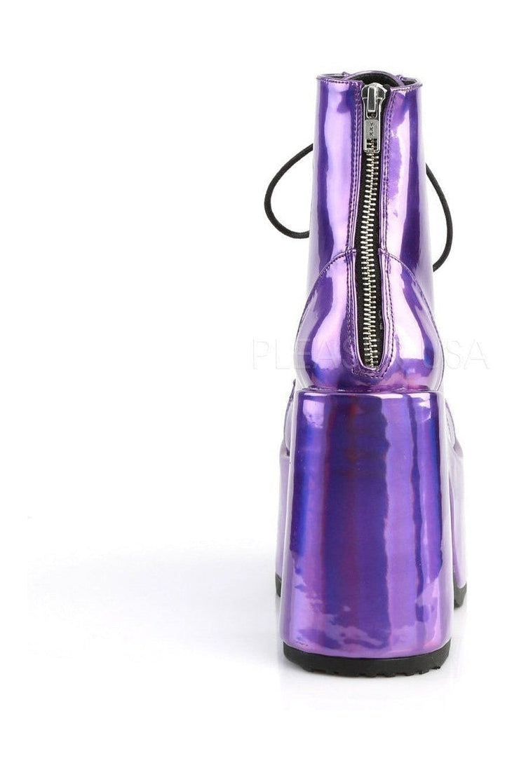 Demonia CAMEL-203  Ankle Boot in Purple Faux Leather