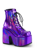 CAMEL-203 Demonia Ankle Boot | Purple Faux Leather