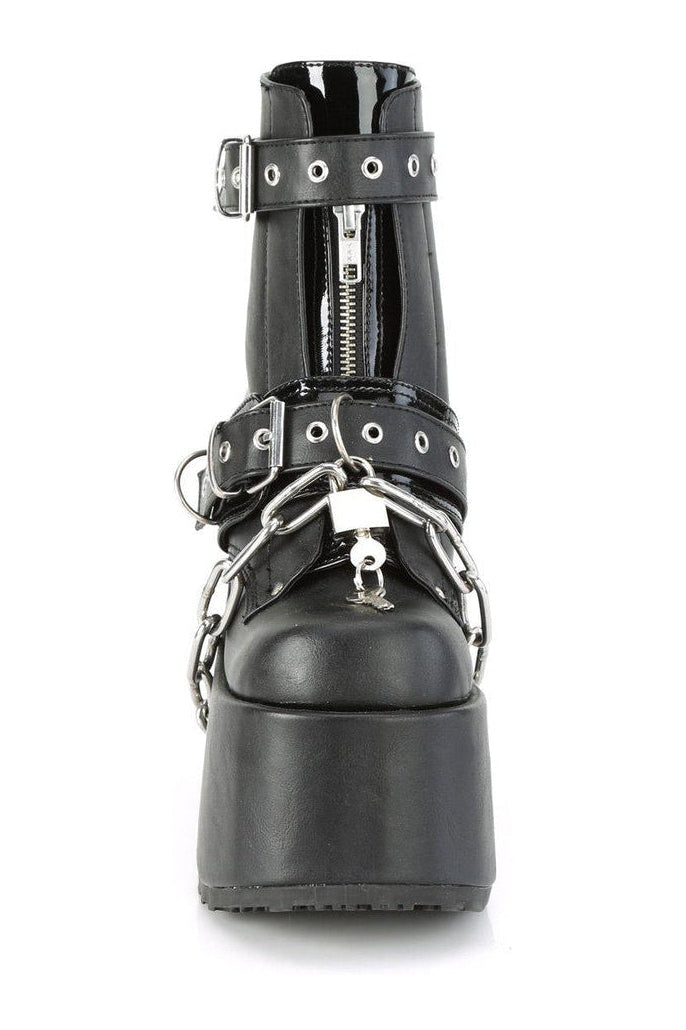 CAMEL-205 Ankle Boot | Black Faux Leather