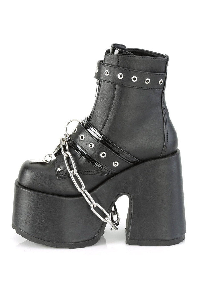 Demonia CAMEL-205 Ankle Boot in Black Faux Leather