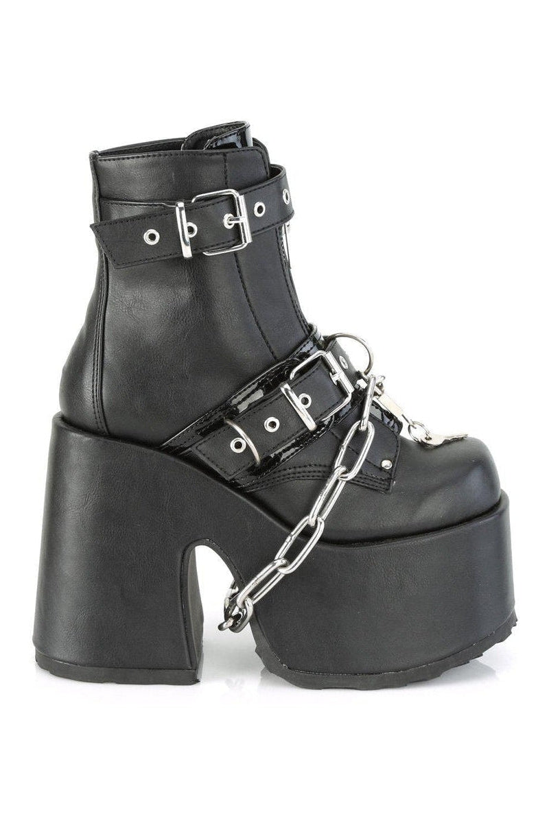 Demonia CAMEL-205 Ankle Boot in Black Faux Leather