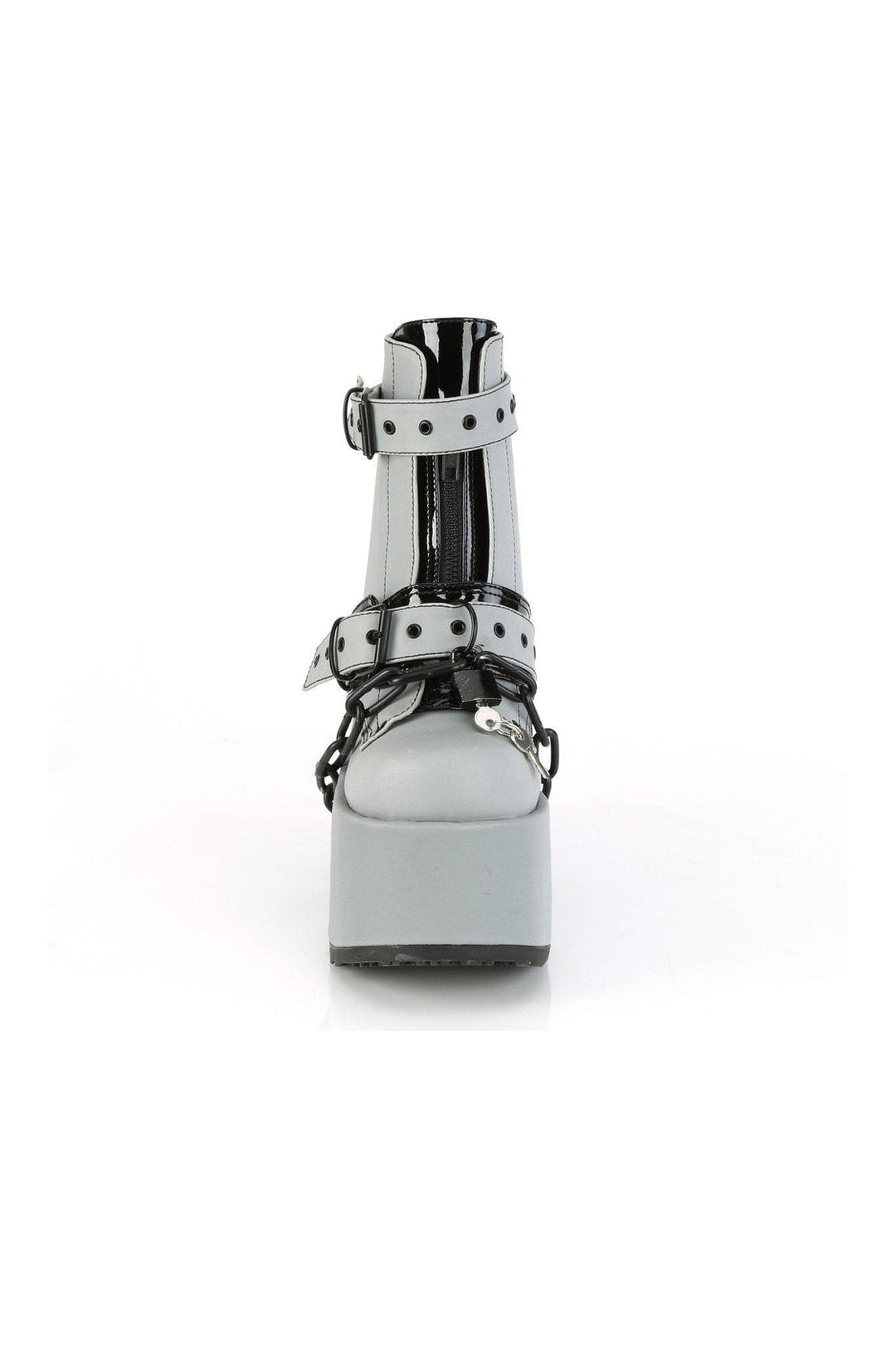 Demonia CAMEL-205 Ankle Boot in Grey Faux Leather