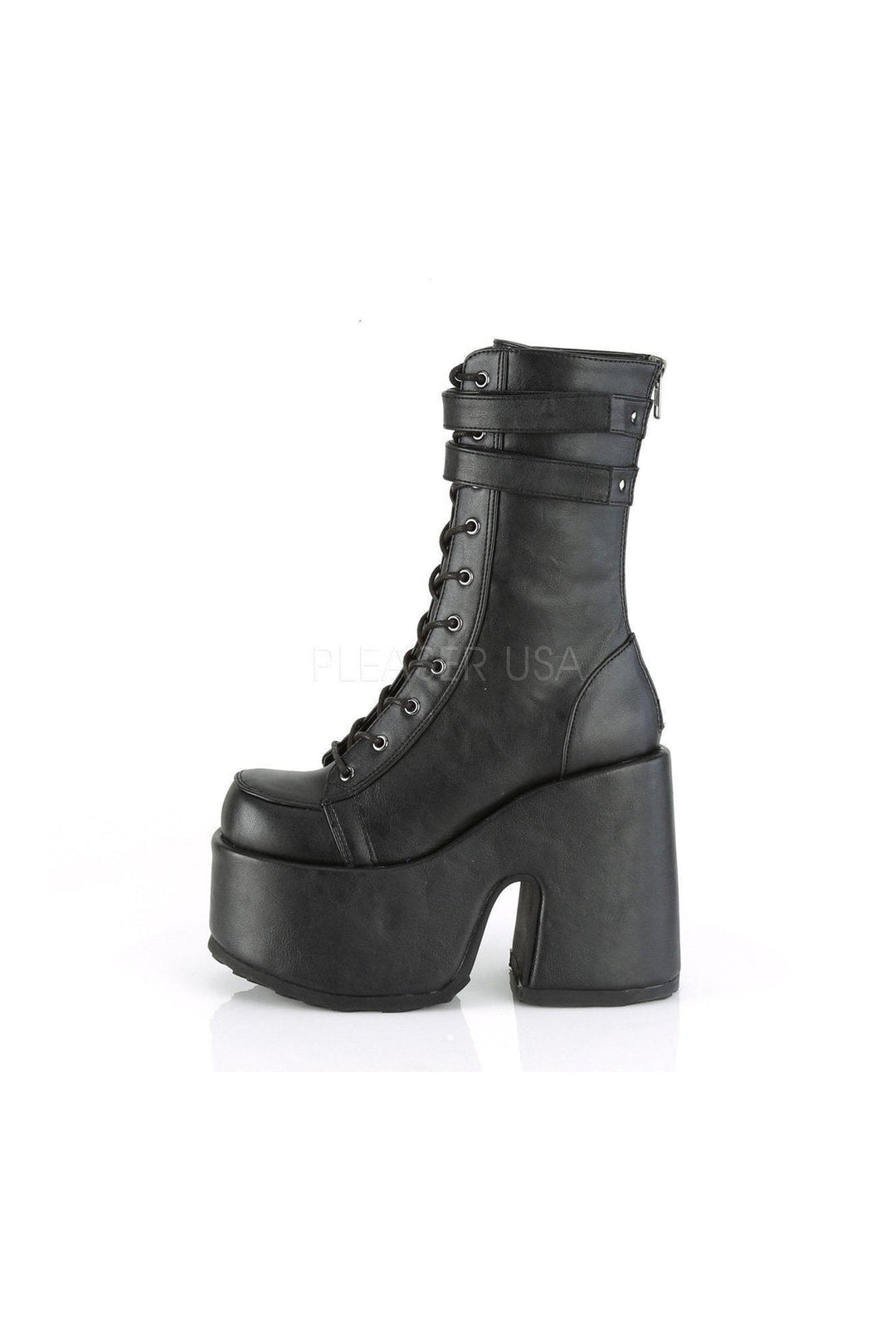 Demonia CAMEL-250  Ankle Boot in Black Faux Leather