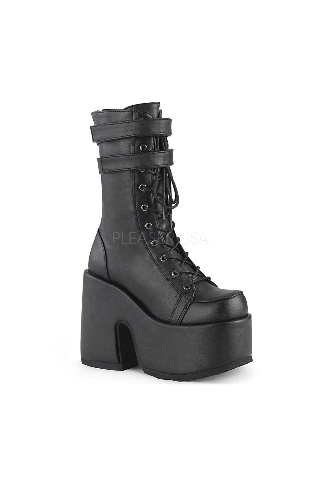 Demonia CAMEL-250  Ankle Boot in Black Faux Leather from SexyShoes.com
