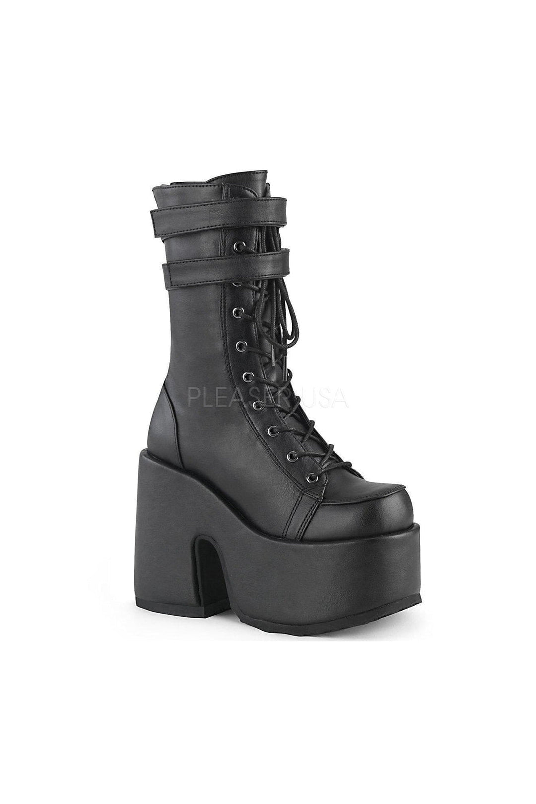 CAMEL-250 Demonia Ankle Boot | Black Faux Leather-Demonia-SEXYSHOES.COM