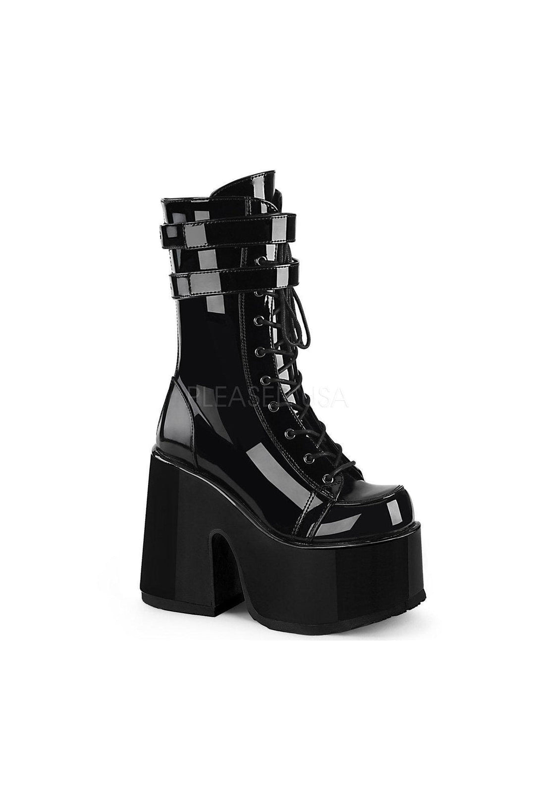 CAMEL-250 Demonia Ankle Boot | Black Patent-Demonia-SEXYSHOES.COM