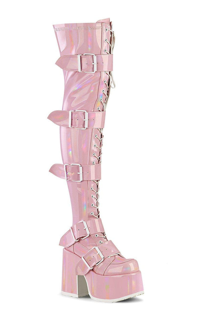 Demonia CAMEL-305 Thigh Boot in Hologram Patent from SexyShoes.com