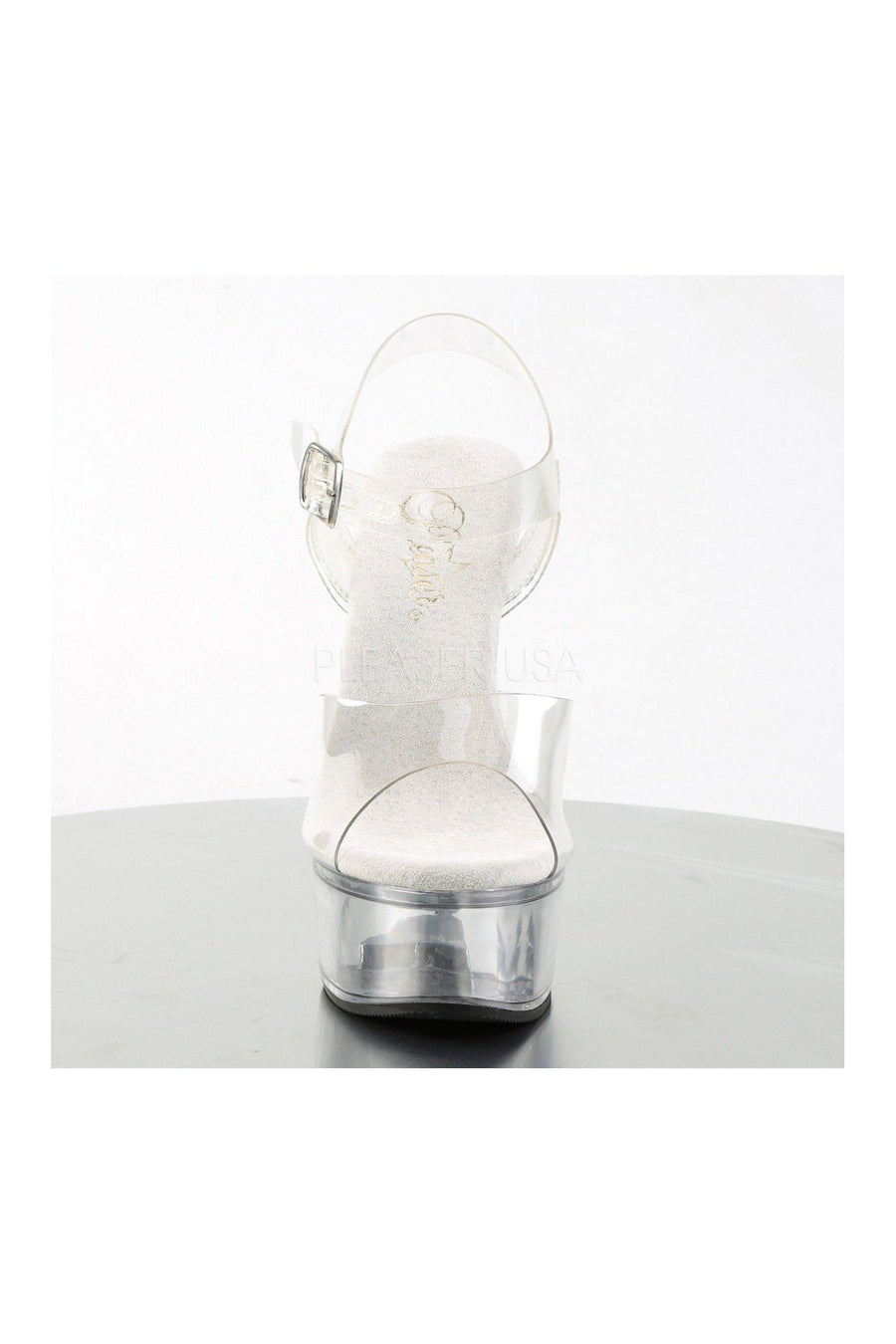 Pleaser CAPTIVA-608 Platform Sandal in Clear Vinyl