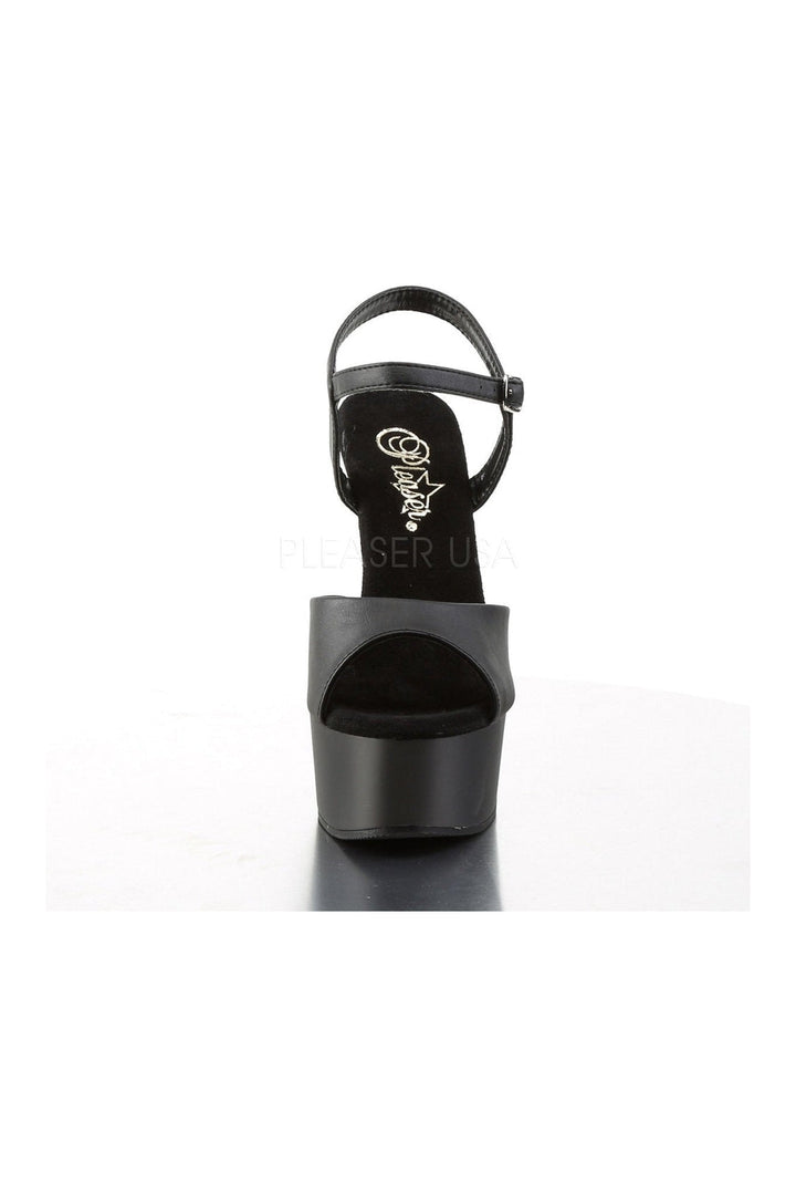 CAPTIVA-609 Platform Slide | Black Faux Leather-Pleaser-Sandals-SEXYSHOES.COM