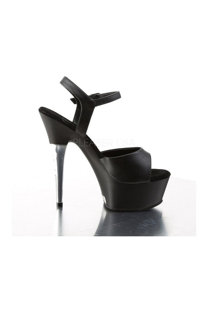 CAPTIVA-609 Platform Slide | Black Faux Leather-Pleaser-Sandals-SEXYSHOES.COM