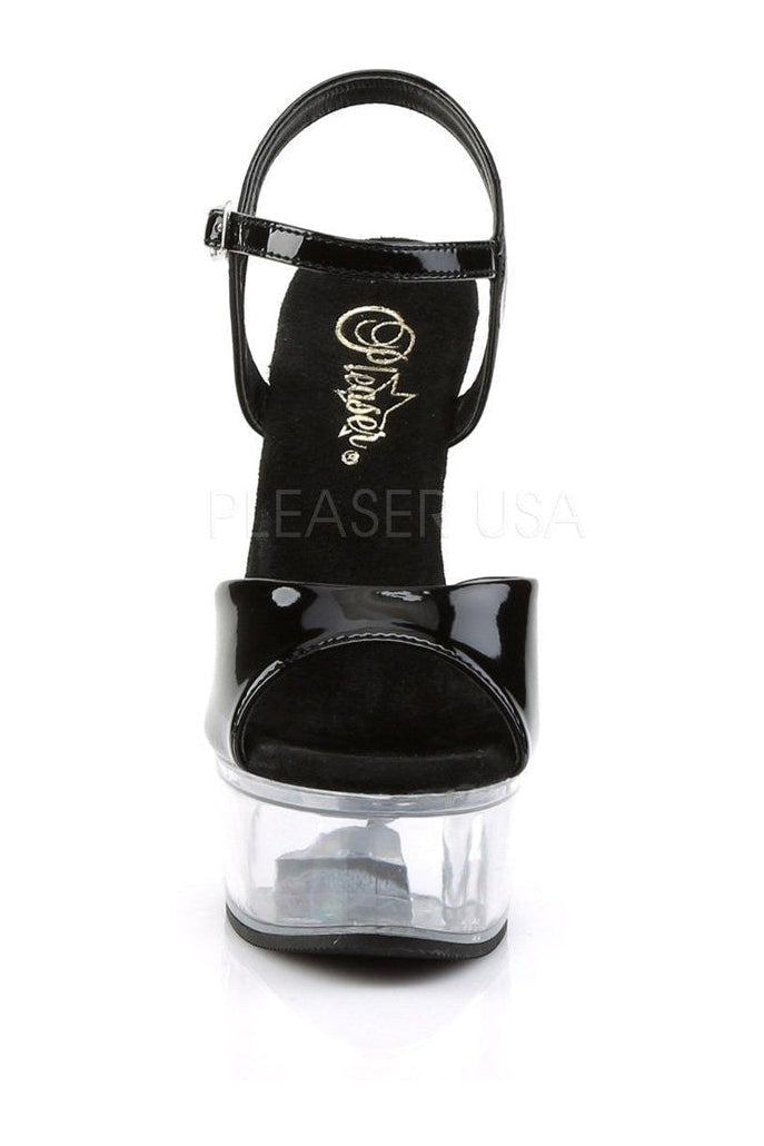 CAPTIVA-609 Platform Slide | Black Patent-Pleaser-Sandals-SEXYSHOES.COM