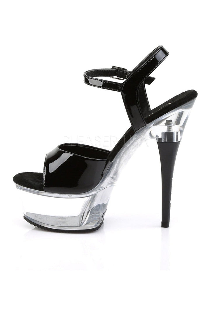CAPTIVA-609 Platform Slide | Black Patent-Pleaser-Sandals-SEXYSHOES.COM