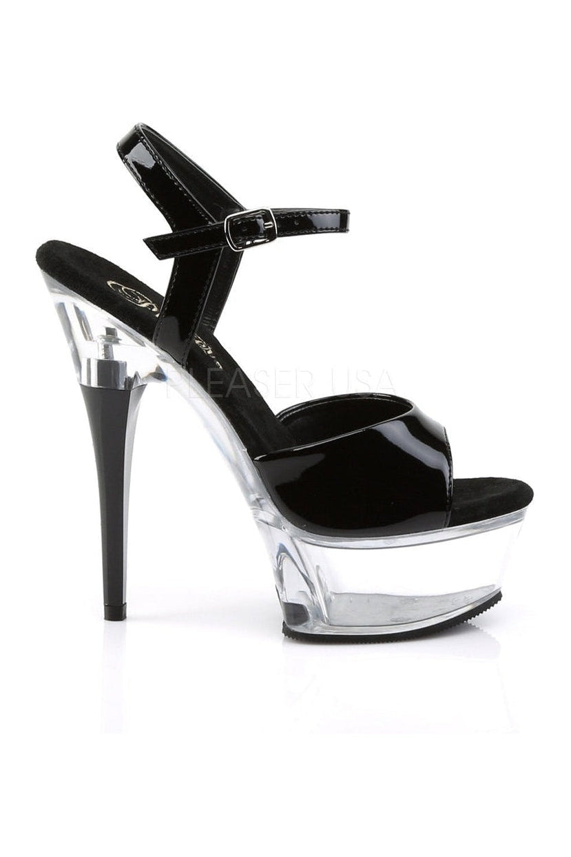 CAPTIVA-609 Platform Slide | Black Patent-Pleaser-Sandals-SEXYSHOES.COM