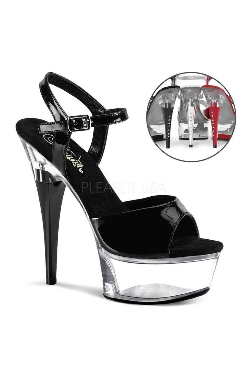 Pleaser CAPTIVA-609 Platform Slide in Black Patent from SexyShoes.com