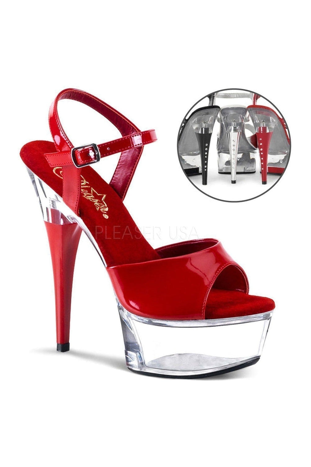 CAPTIVA-609 Platform Slide | Clear Patent-Pleaser-Clear-Sandals-SEXYSHOES.COM