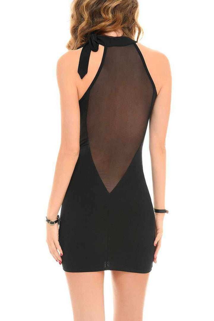Cecily Edgy Dress | Black Lycra | Mesh