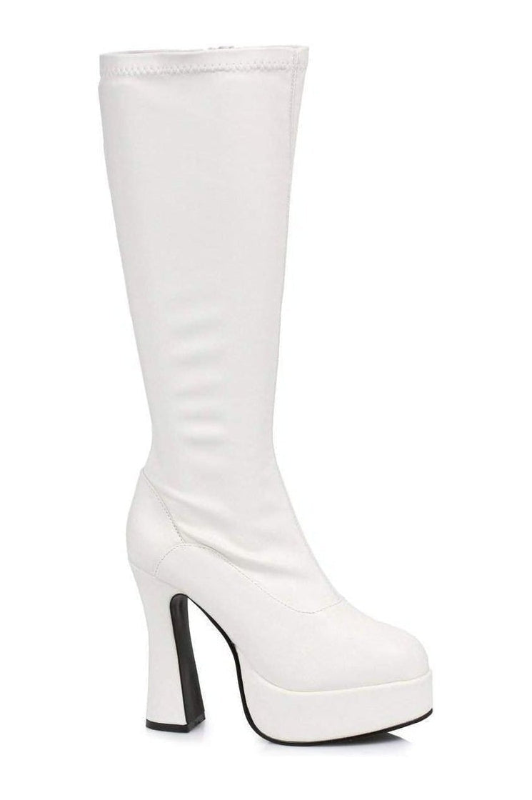 Ellie Shoes CHACHA Knee Boot in White Faux Leather from SexyShoes.com