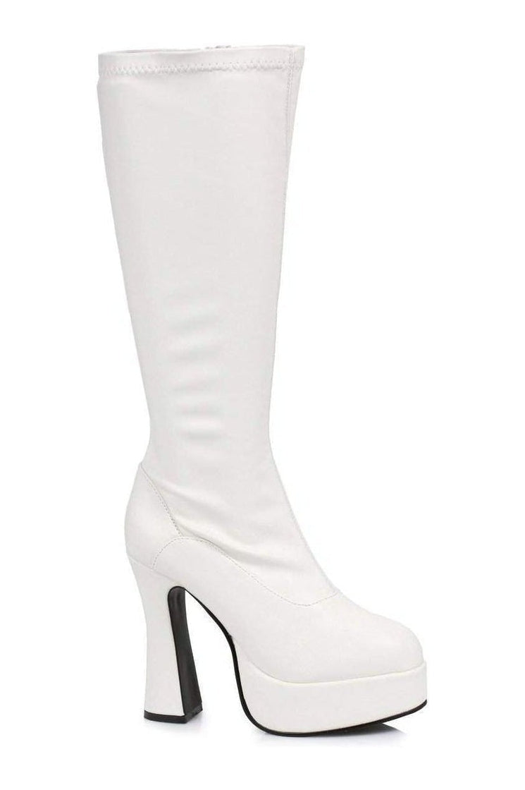 CHACHA Knee Boot | White Faux Leather-Ellie Shoes-SEXYSHOES.COM