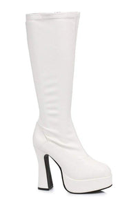 Ellie Shoes CHACHA Knee Boot in White Faux Leather from SexyShoes.com
